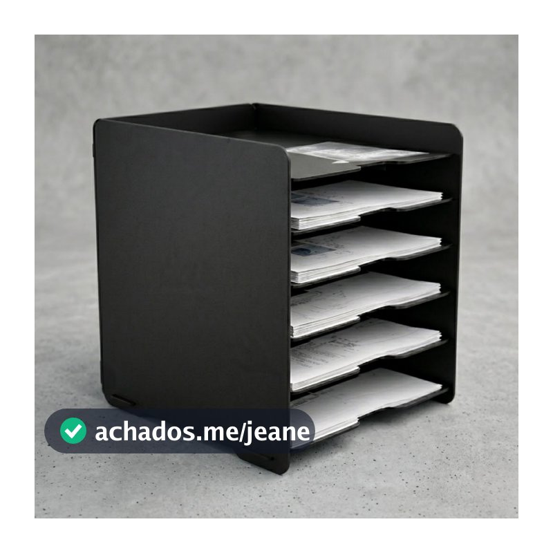 Organizador de Documentos A4 em MDF 6 Divisórias - Escolha sua cor