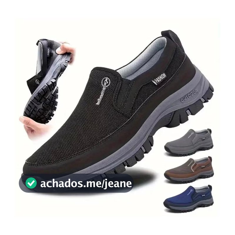 Tênis Sapatilha Mocassim Casual Ortopedico de Passeio Trilha Reforçado Solado Antiderrapante Super Leve Envio Imediato