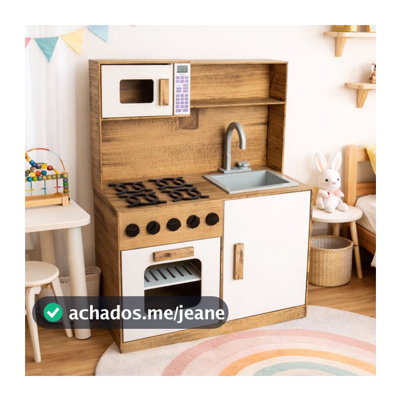 Pia Cozinha Infantil Microondas Fogão Mdf Decoração Quarto de Menina