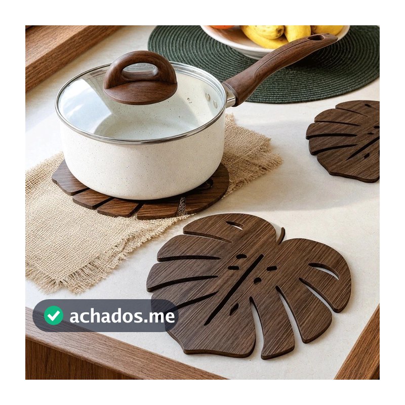 Kit Descansos De Panela De Madeira Costela De Adão Decoração De Casa