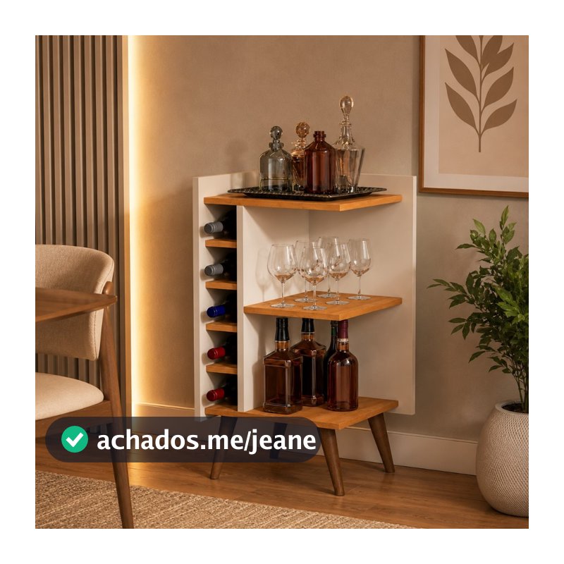 Aparador De Canto Sala Com Adega Bar Retrô Industrial Pés Palito Alexa - Lojas G2 Prime