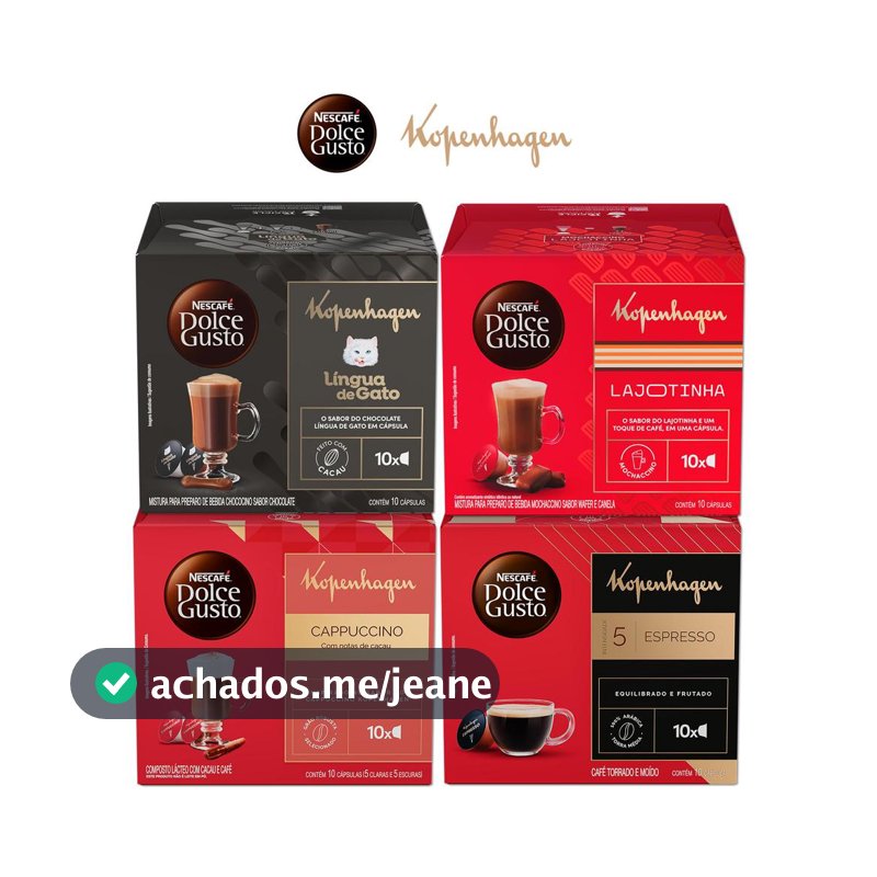 Kit Dolce Gusto + KOPENHAGEN - 40 cápsulas - Língua de Gato, Lajotinha, Cappuccino e Espresso