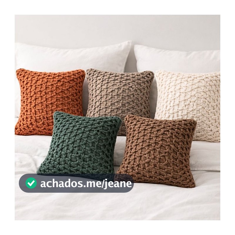 Capa de Almofada Corda 42x42cm Trançada Minimalista Tecido Premium para Sofá Sala Estilo Moderno