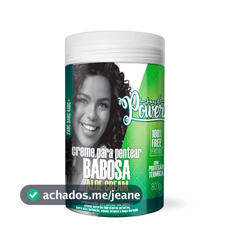 Creme Pentear Cachos Babosa Soul Power 800g | Vegano | Com Proteção Térmica