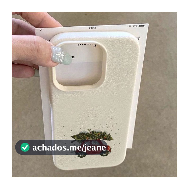 Capa Vermelho Carro Natal Textura Lichia Branco Marfim TPU Anti-Queda Presente iPhone 17 16 15 14 13 12 11 Pro Max Plus