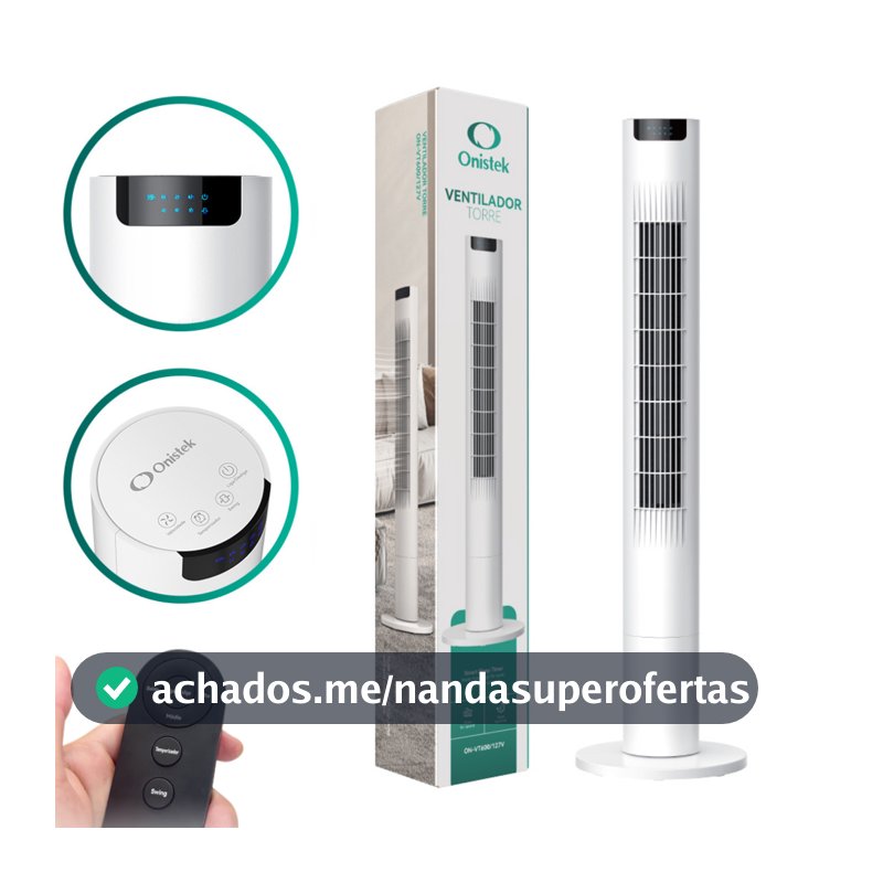 Ventilador Torre Silencioso com Controle Remoto 3 Velocidades Timer e Oscilação Ideal para Casa e Escritório ON-VT600