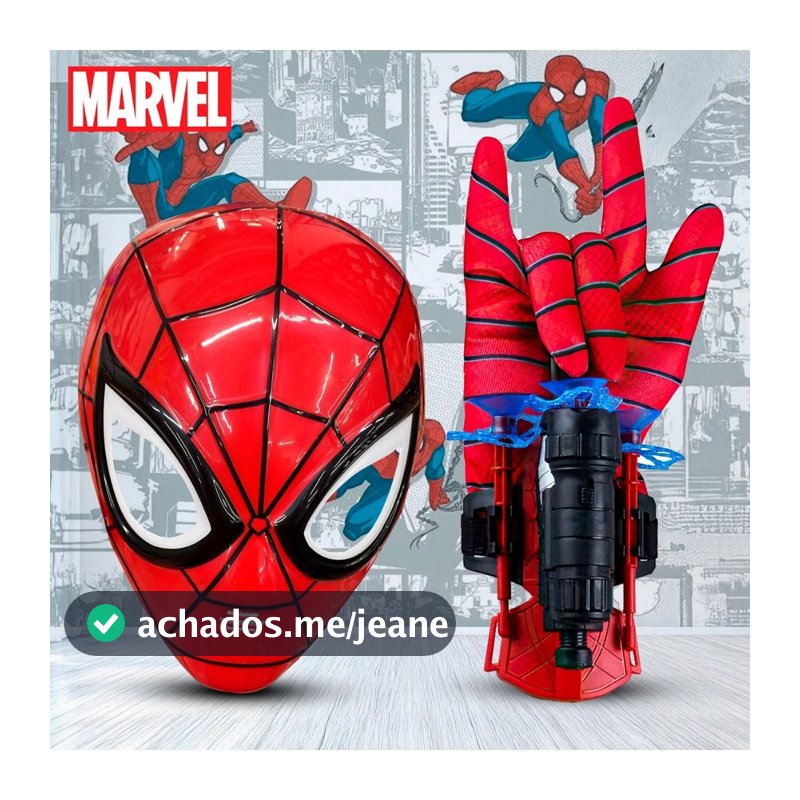 Mascara Homem Aranha + Luva  Lança Teia Dardos Brinquedo Presente Dia Das Crianças Aniversario