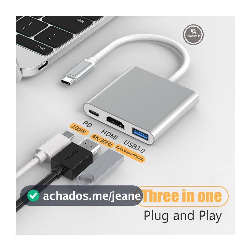 Adaptador Usb Tipo C Hdmi Dex Samsung S20 S21 S22 Macbook M1/3 EM 1 Hub