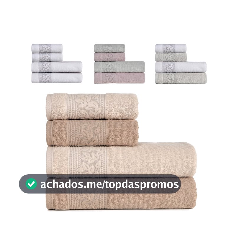 Toalhas de Banho e Rosto 100% Algodão Kit com 4 peças Karsten Provence
