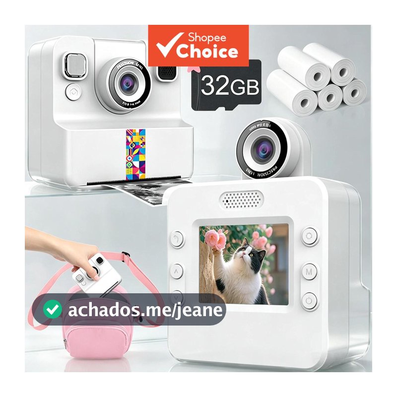 Câmera De Impressão Instantânea Selfie 1080P Vídeos Portátil Viagem Brinquedo Digital Presentes De Aniversário Do Feriad