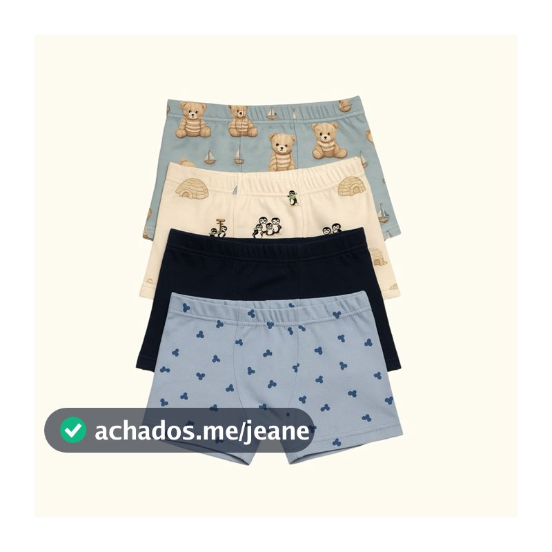Kit 5 Cuecas Infantil Algodão Menino Confortável Qualidade Premium