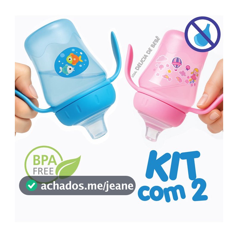 KIT 2 Copo Para Bebê Anti-Vazamento - Bico Silicone Macio - Anti Engasgo - Transição - 240 ml