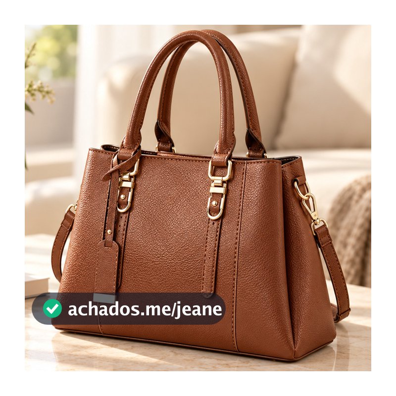 Bolsa Tote Couro Sintético Resistente Impermeavel Tres Compartimentos Design Casual Alça Regulavel Varias Cores