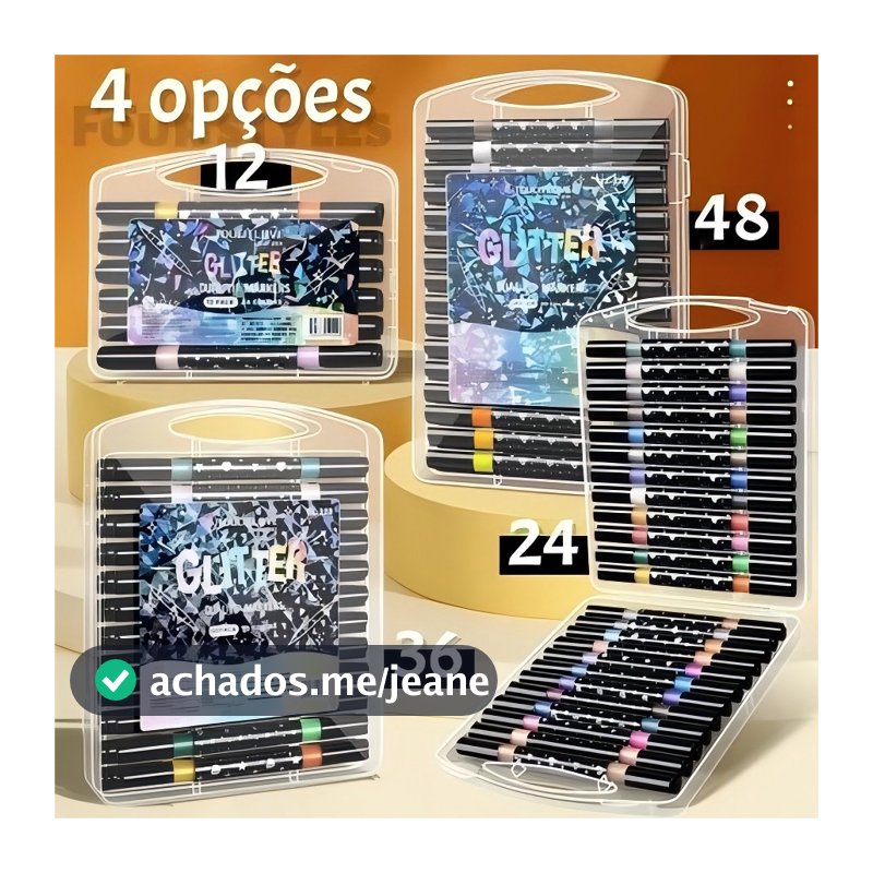 Marcador metálico 12/24/36/48/60 caneta de glitter de cabeça dupla marcador de cabeça dupla brilhante