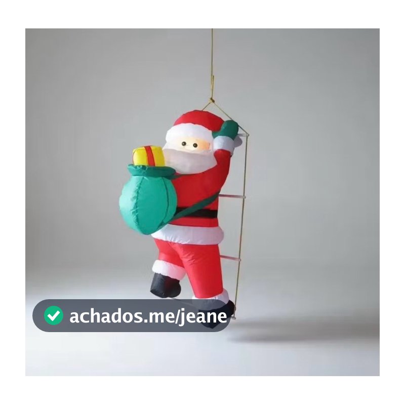 ENFEITE NOEL INFLAVEL COM LEDS | TAM.: 90CM | BIVOLT 110/220 | BONECO PAPAI NOEL NA ESCADA | DECORAÇÃO EXTERNA | NATAL