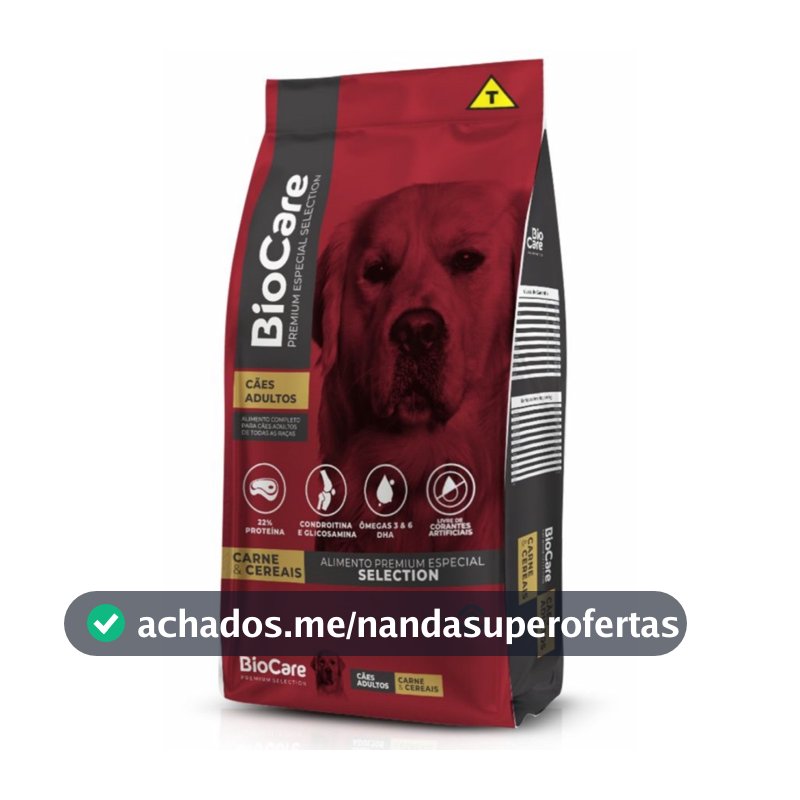 Ração BioCare Premium Especial Selection - Carne & Cereais - Adultos 15kg