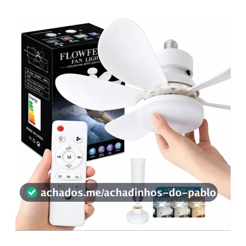 Ventilador De Teto Silencioso De 3 Modos Com Lâmpada 6 PásLed