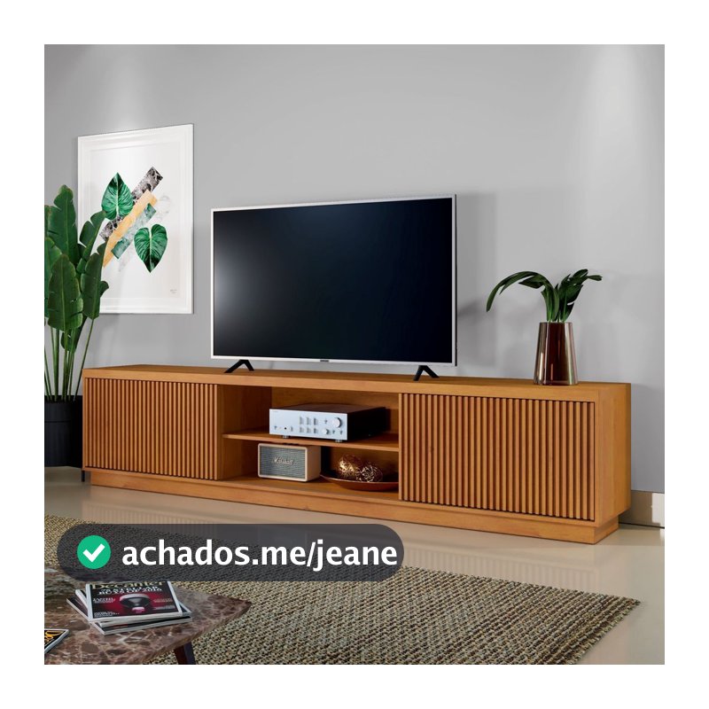Rack Ripado para TV até 75 Polegadas 100% MDF 180cm 2 Portas Logan 180