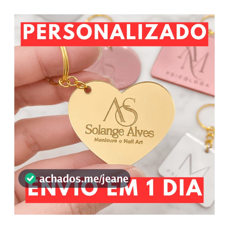 20 a 100 unidades Chaveiro Personalizado Brinde Lembrancinha Mimo Loja Cliente Festa Acrílico Espelhado