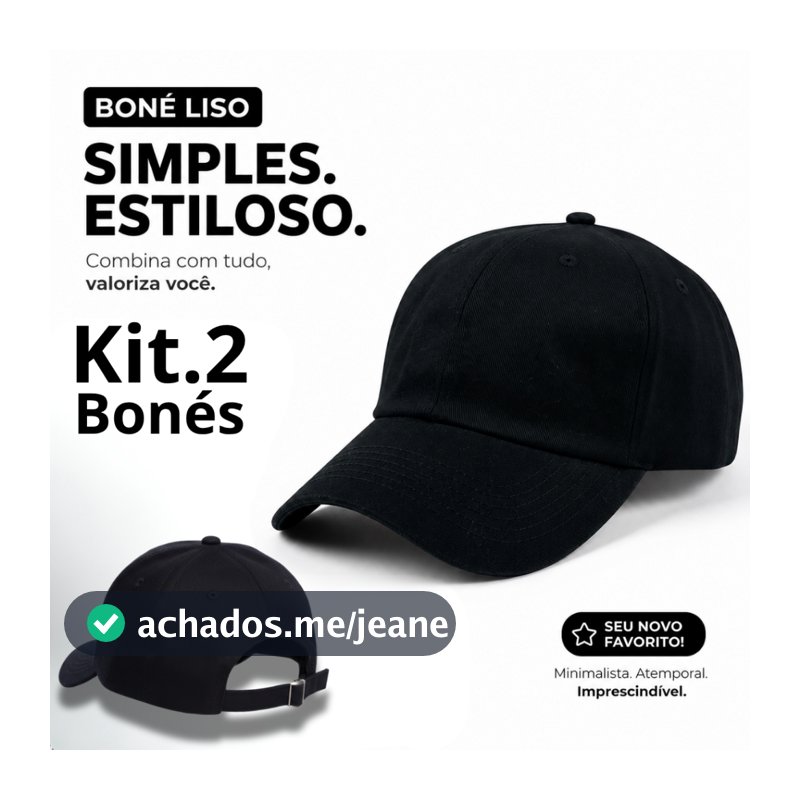 Kit 2 Bonés Liso Aba Curva Ajustável Unissex Tecido Premium Casual Masculino Feminino Dad Hat Alta Qualidade
