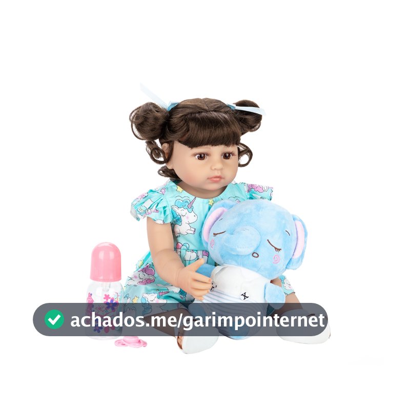 Boneca Bebê Reborn Realista 100% Silicone 48cm Azul Elefante