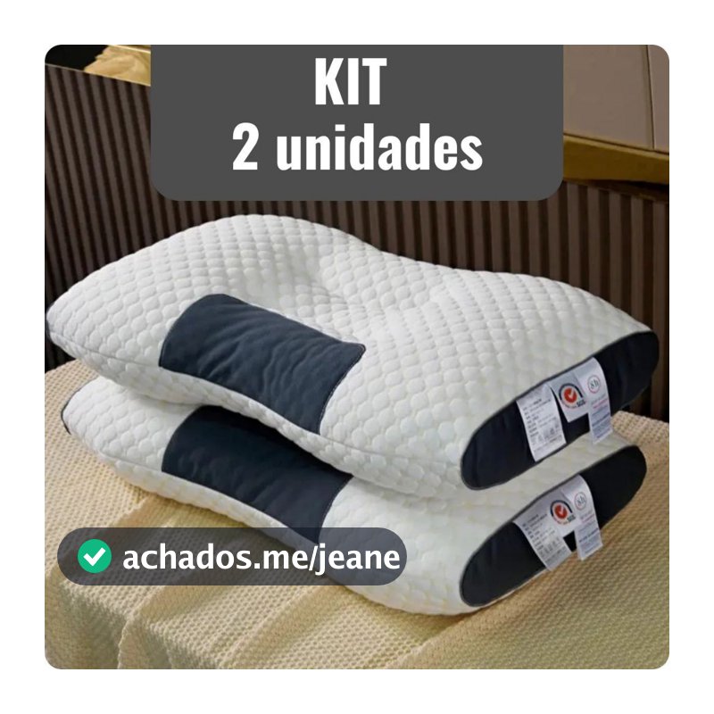 Kit 2 Travesseiro Cervical Ortopédico Ergonômico Confortavel Alivia Dores Coluna Postura Macio Premi