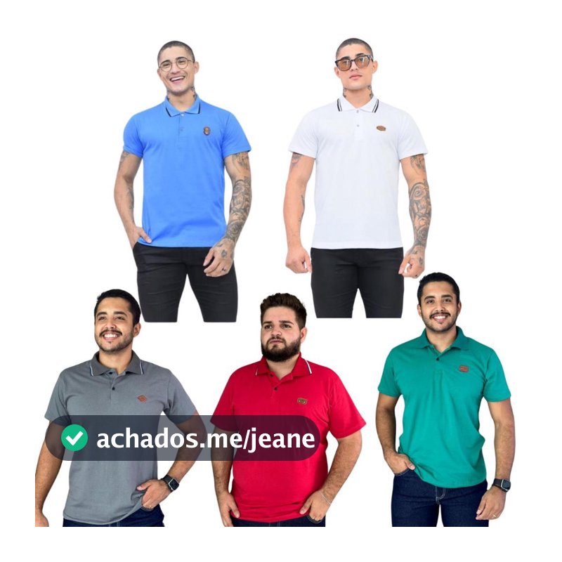 KIT 5 CAMISA CAMISETA GOLA POLO BORDADA ALGODÃO MALHA FIO 30 MANGA CURTA MODA MASCULINA PLUS SIZE ESTILO CASUAL BÁSICO