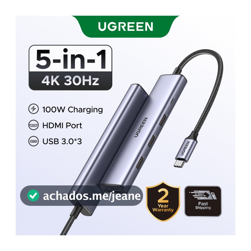 UGREEN USB C HUB Tipo A 4K 30Hz HDMI PD100W 3.0 Adaptador Multifuncional Dock Para MacBook Pro Air  Xiaomi DELL Insprion