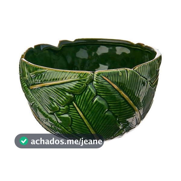 Centro De Mesa Cerâmica 16x16x9,5cm Banana Leaf Verde Lyor