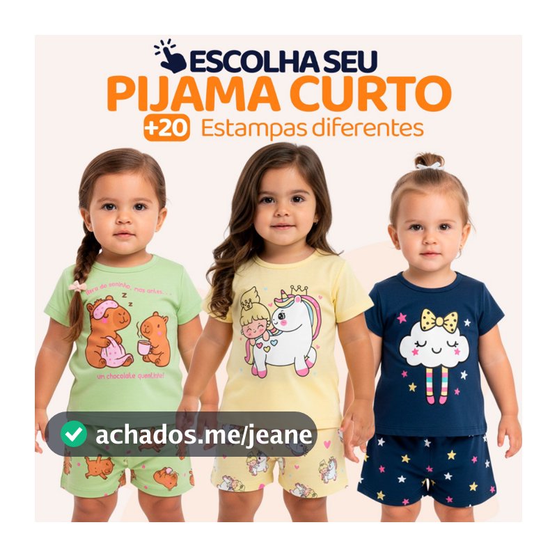 Pijama Infantil Bebê Menina Manga Curta com Estampas Fofas e Conforto Roupa para dormir Bebê Feminino Verão Calor L06