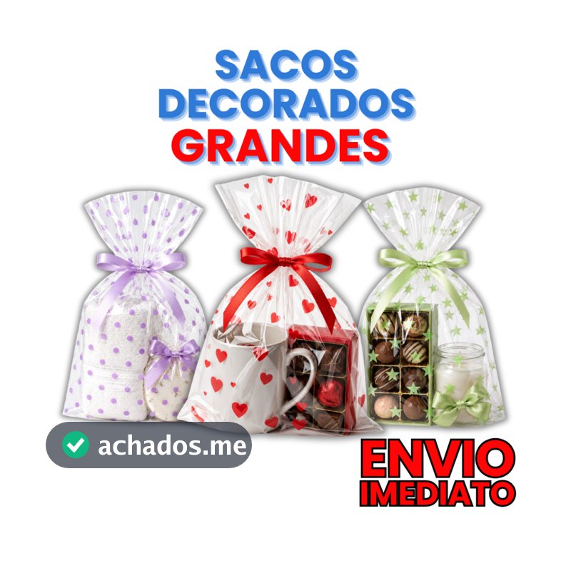 50 Saquinhos Celofane Plásticos Transparentes Decorados 20x30cm e 25x35cm Para Lembrancinha Festa