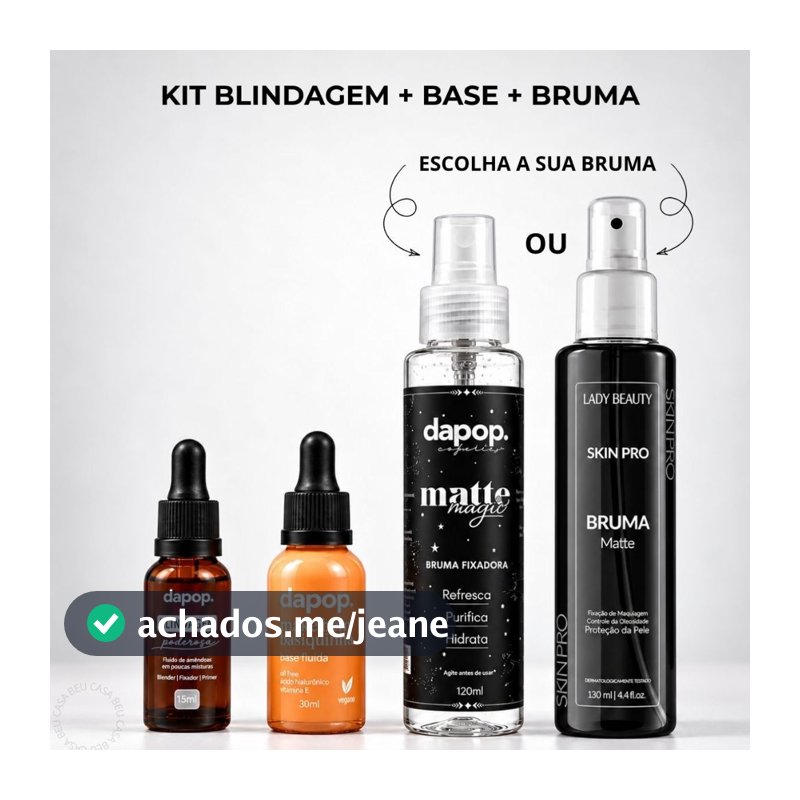 Kit Blindagem Poderosa Dapop Base Make Bem Basiquinha Dapop Bruma Fixadora