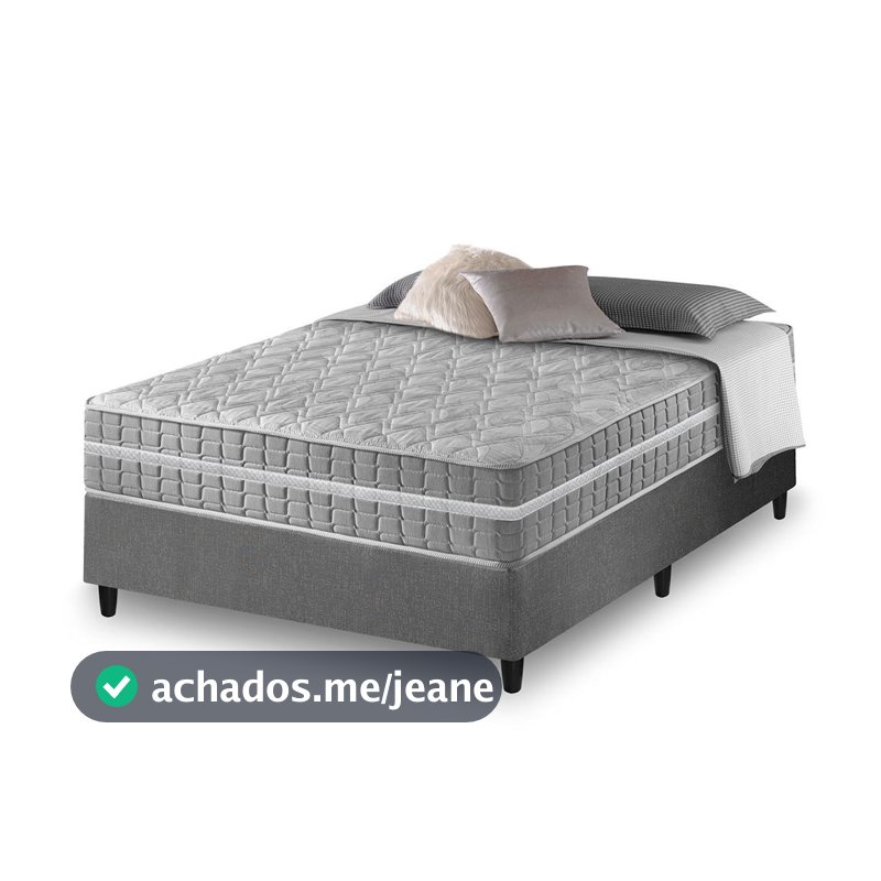 Cama Box Casal Cinza + Colchão Molas Ensacadas Zidi Alabama 138x188x61cm