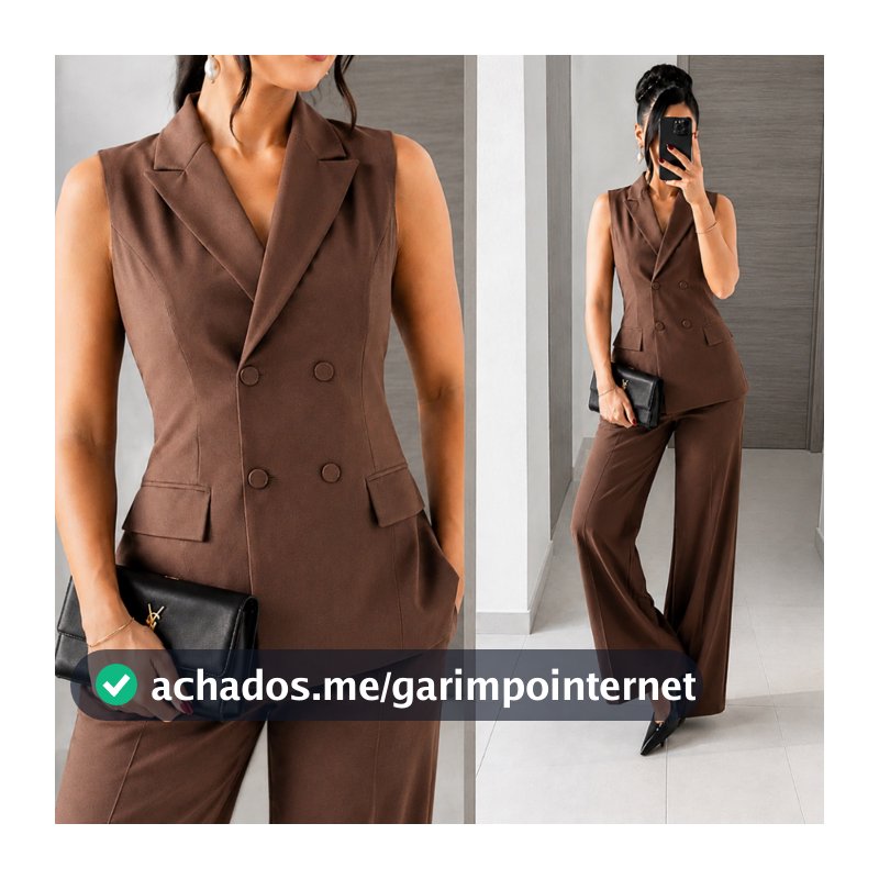 Conjunto Alfaiataria Transpassado Feminino Colete Longo Social Calça Pantalona Elegante Moda Executiva Premium Inverno