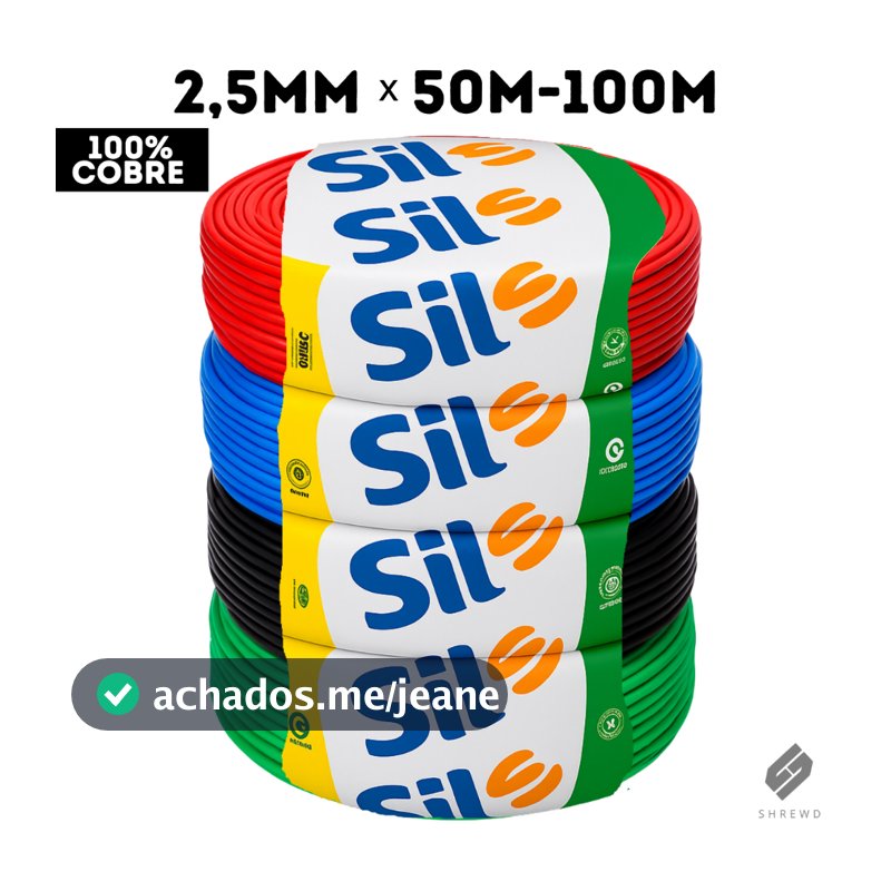 Rolo de Fio Elétrico Cobre Flexível Antichama 50/100 Metros 2,5mm Sil