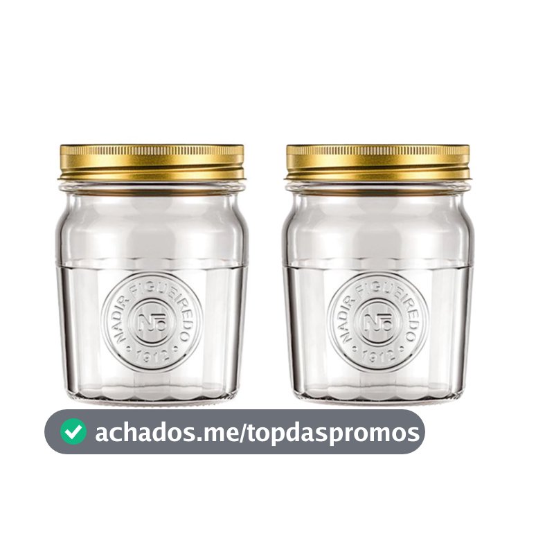 Kit 2 Potes De Vidro Americano Vintage Retrô 500ml - Nadir