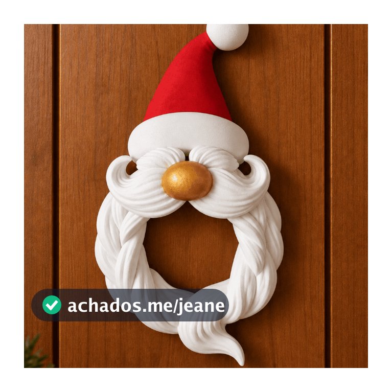 Guirlanda Papai Noel 3D Natalina Enfeite de Porta Parede Decoração de Natal Noel Vermelho e Branco