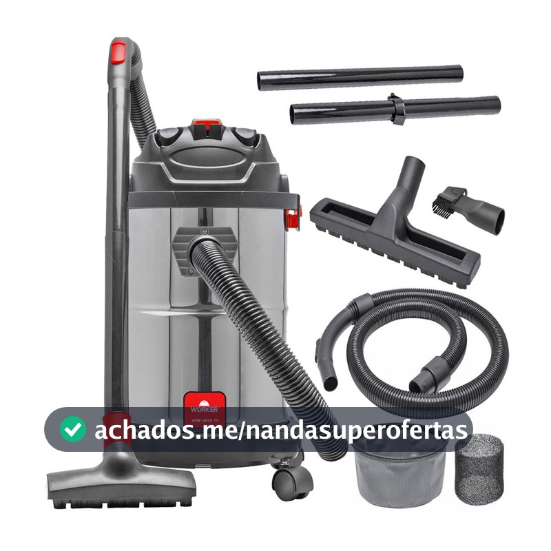 Aspirador Veicular Profissional Inox de Pó e Água Portátil 15L 1400W Worker