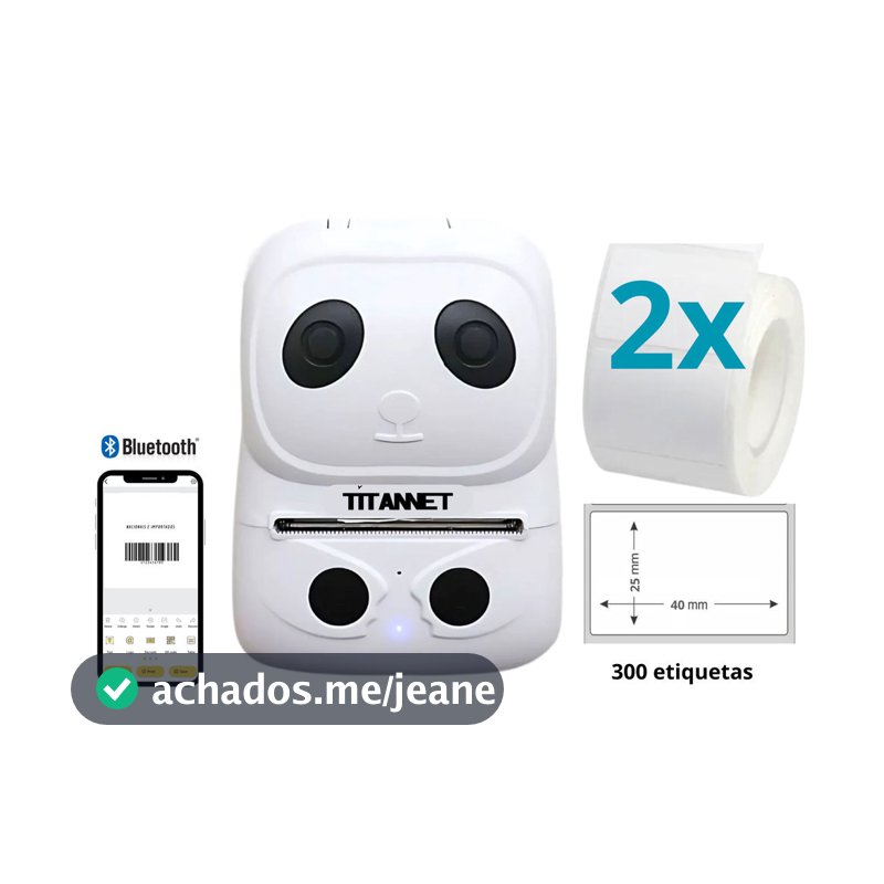 Mini Impressora Bluetooth Portátil 58mm + 2 Rolos de Etiquetas 40x25