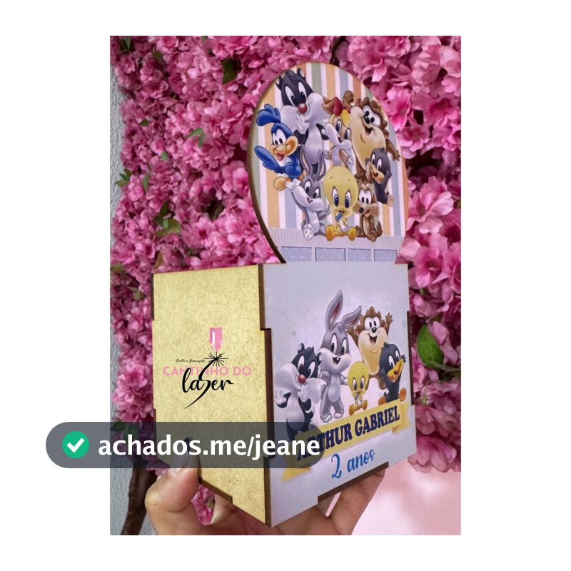 Caixa Baby looney tunes 19x10x10 centro de mesa personalizado com nome lembrancinha aniversario