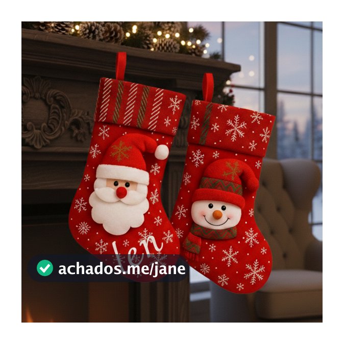 KIT COM 4 Bota Natalina Natal Decoração Meias Botas Decorativas Boneco De Neve , Rena , Papai Noel enfeite Natalino