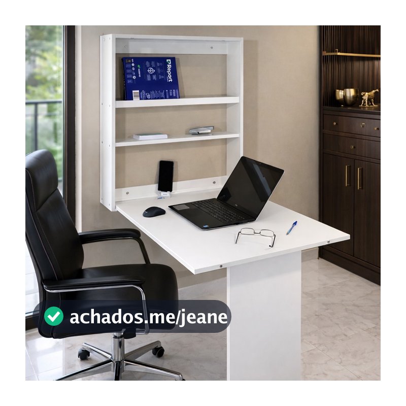 Mesa Dobrável de Parede Retrátil 70cm Escrivaninha Suspensa Escritório ou Cozinha Pequenos Espaços