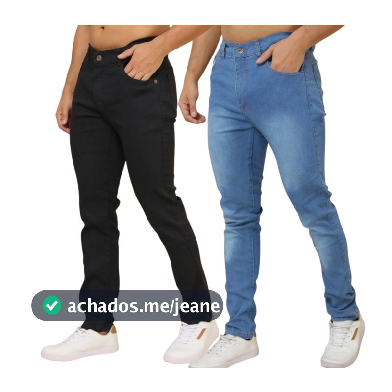 Kit Calça Jeans Slim Fit Masculina – Look Casual / Noite – Jeans Claro/medio e Preto