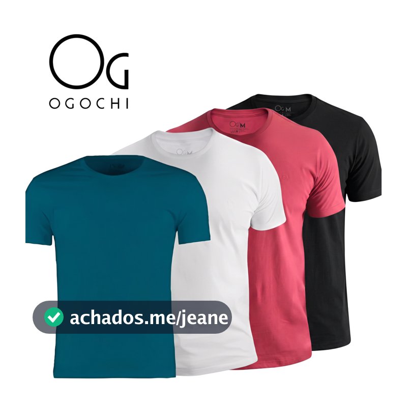Camiseta Ogochi Lisa Masculina Algodão Original Básica Casual Dia a Dia Slim