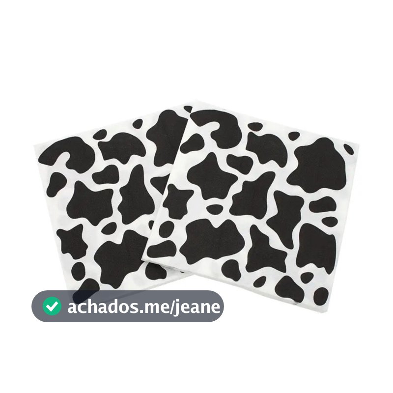 100 Guardanapo Papel Festa Fazendinha 20cmX22cm Guardanapo Vaquinha Aniversário Fazenda Vaca Malhada