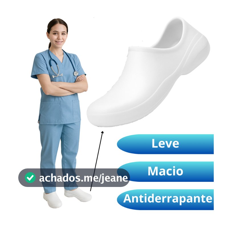 Sapato Para Enfermeira Profissional Antiderrapante Babuche Enfermagem Fechado Cozinha Confortável