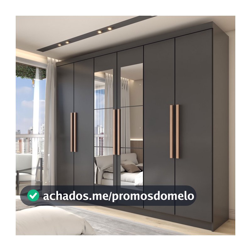 Guarda-Roupa Casal Odisseia 6 Portas 2 Gavetas com Espelho
