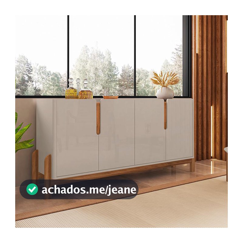 Aparador Buffet Sala Lizz 170cm com Pés de Madeira Maciça