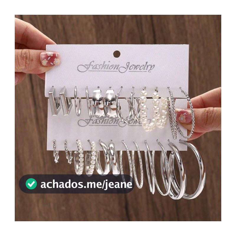 Conjunto de brincos de metal e pérolas de 6/12 peças em ouro/prata, elegantes e luxuosos, perfeitos para presentes