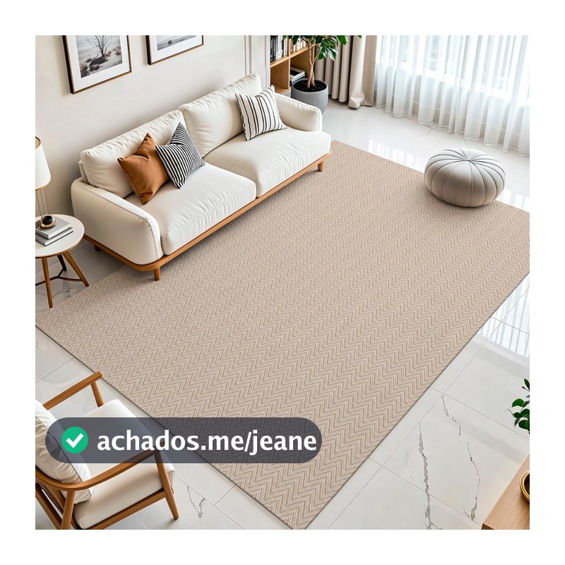 Tapete Sala 2,50 x 2,00m 100% Algodão Antiderrapante Moderno Grande Bege Creme Bege Cinza